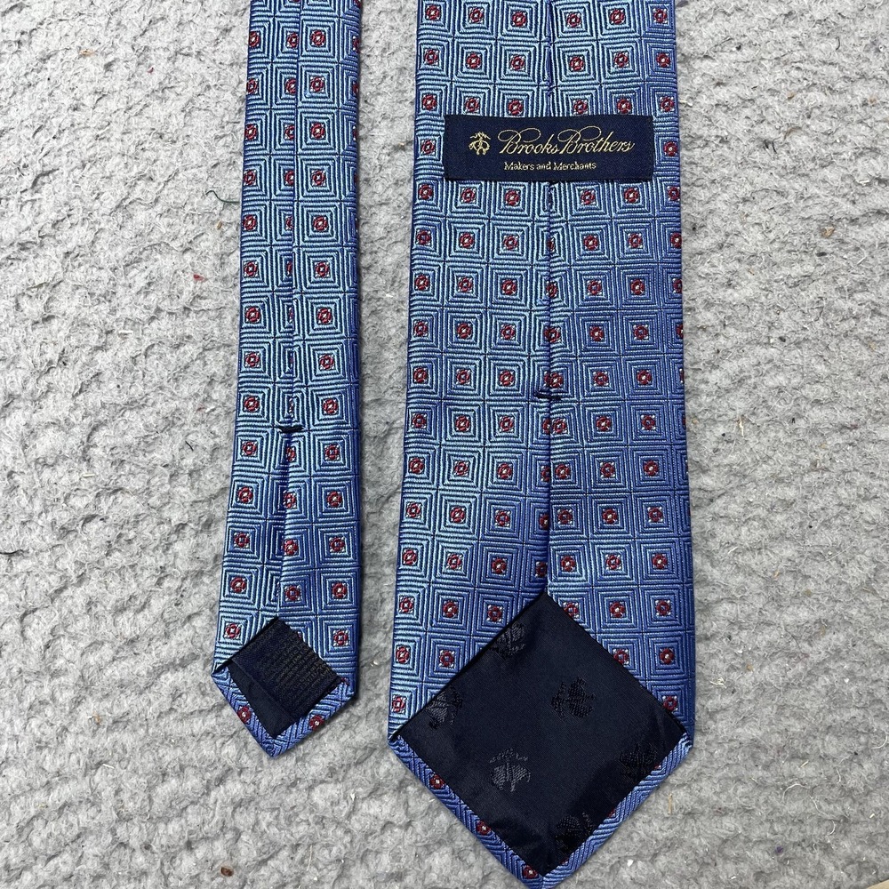 Brooks Brothers Tie Mens One Size‎ Blue Geometric Classic Width Silk Necktie - Picture 2 of 7